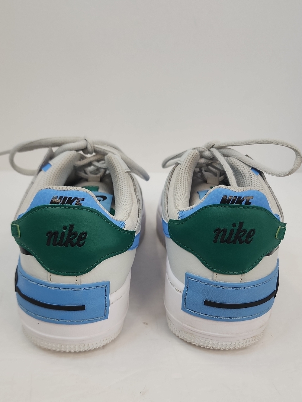 Nike Air Force 1 White Blue Green Low Top Sneakers Shoes Size 7 - Picture 5 of 13